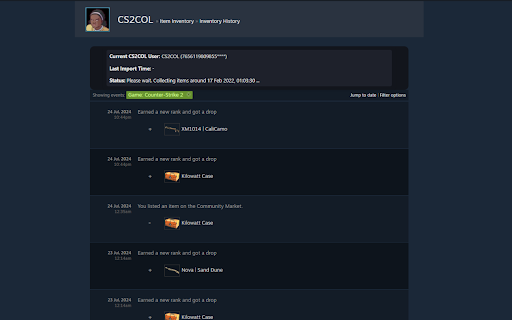 [CS2COL] Case Opening Stats Tracker  from Chrome web store to be run with OffiDocs Chromium online
